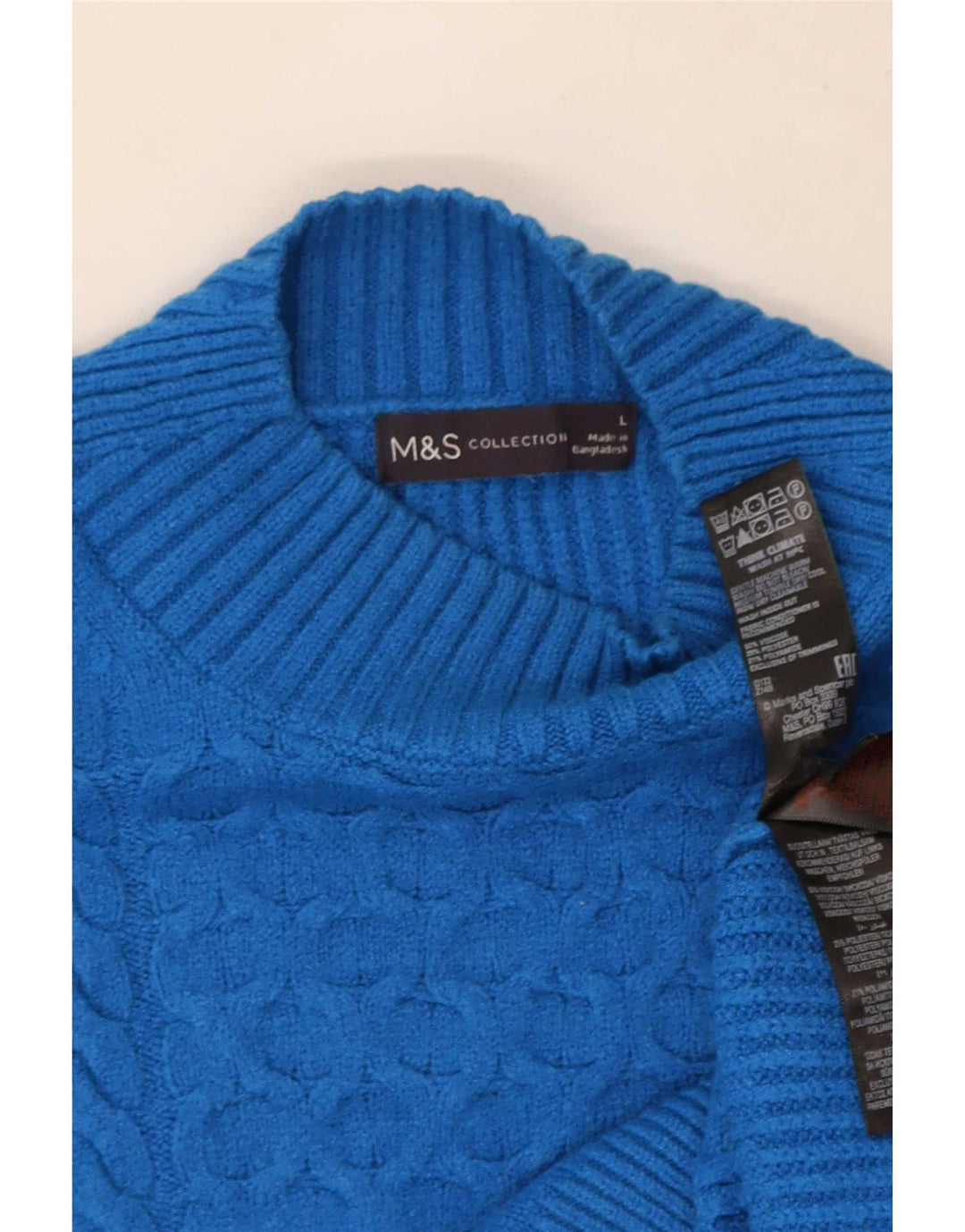 Suéter feminino Marks & Spencer com gola tartaruga Reino Unido 16 grande viscose azul