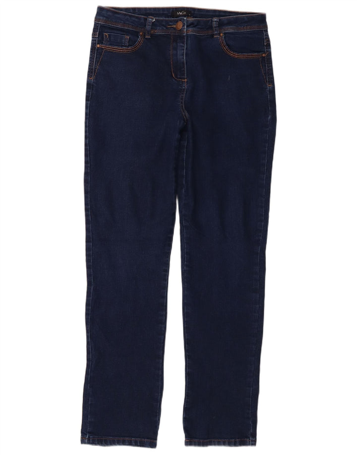 M&Co Jeans Slim Feminino UK 12 Médio W34 L30 Azul Marinho Algodão