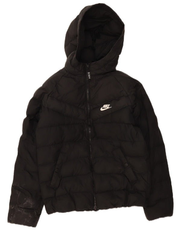Jaqueta acolchoada com capuz Nike Boys 12-13 anos grande poliéster preto
