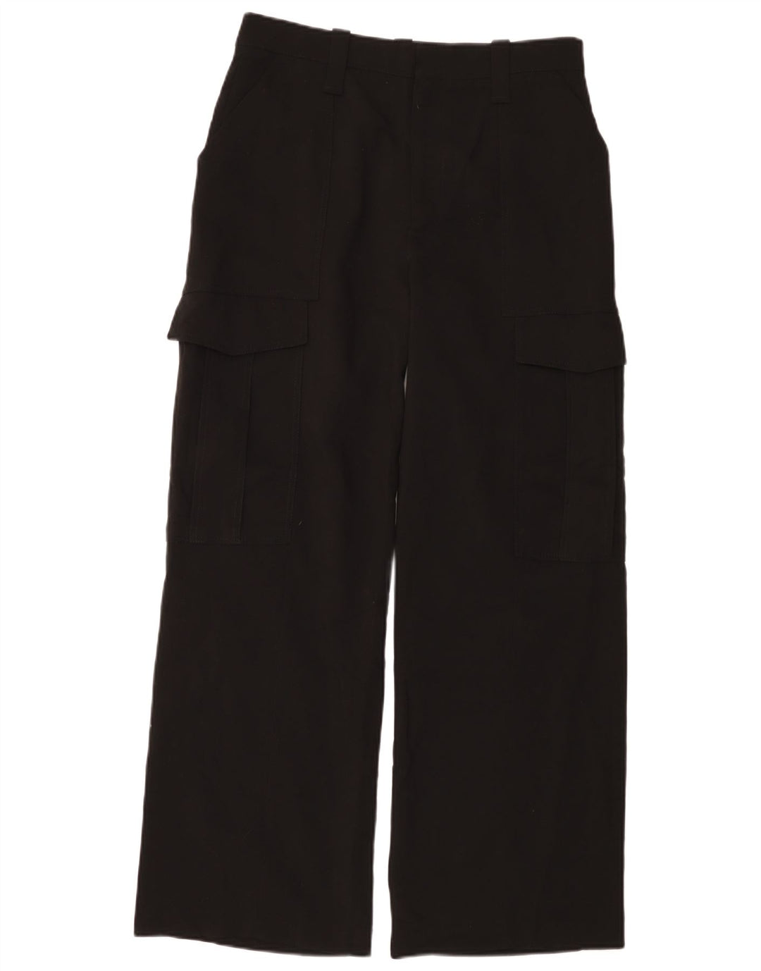 Calça cargo feminina Zara com perna larga, médio W28 L30 preta