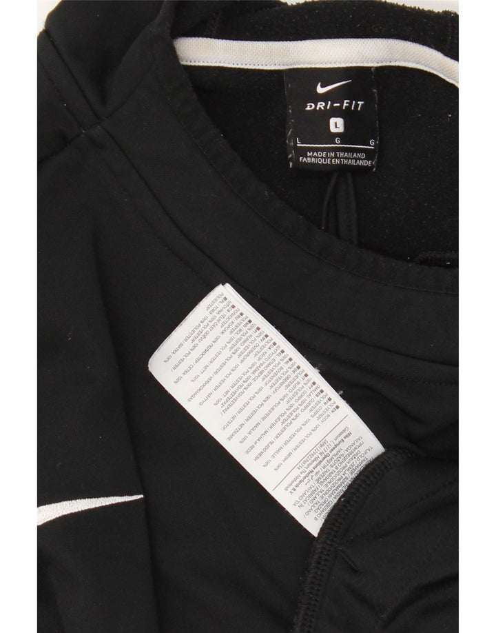 NIKE Masculino Dri Fit Hoodie Jumper Grande Preto Colourblock Poliéster