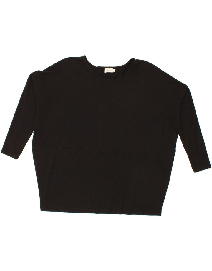 DACK'S Womens Oversized Top 3/4 Sleeve UK 16 Large Black Viscose Vintage Dack's and Second-Hand Dack's from Messina Hembry 