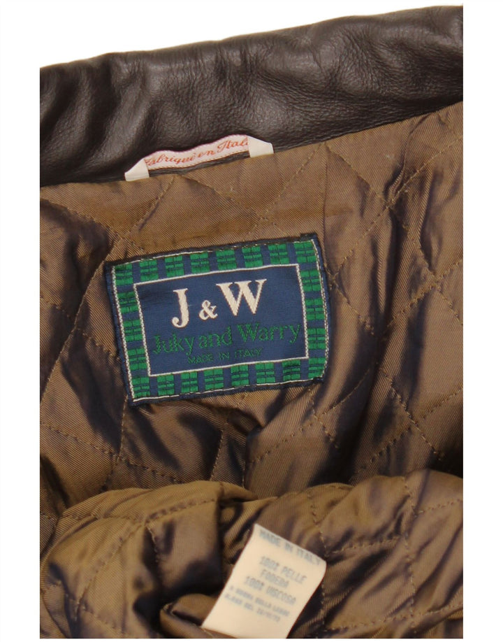 Jaqueta de couro feminina vintage UK 18 XL couro marrom