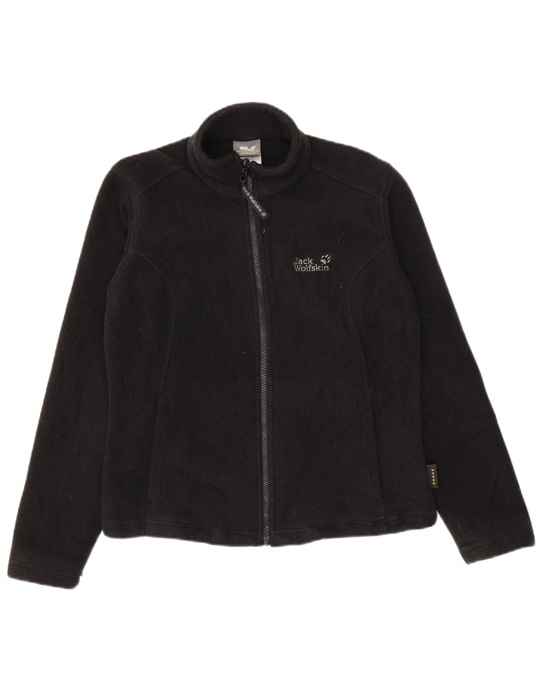 Jaqueta feminina de lã Jack Wolfskin UK 12/14 poliéster preto médio