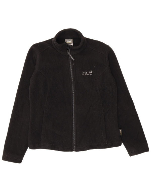 Jaqueta feminina de lã Jack Wolfskin UK 12/14 poliéster preto médio