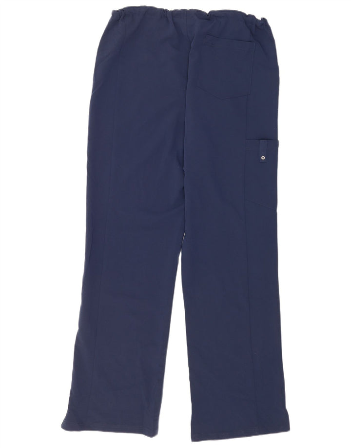 Calças cargo retas femininas Dickies grandes W34 L33 poliéster azul marinho