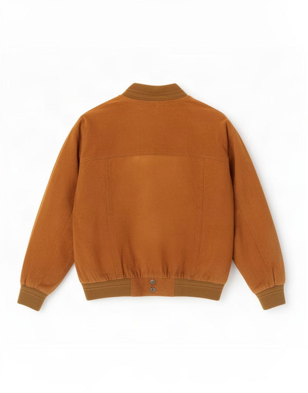 Jaqueta bomber masculina vintage de camurça IT 48 couro marrom médio