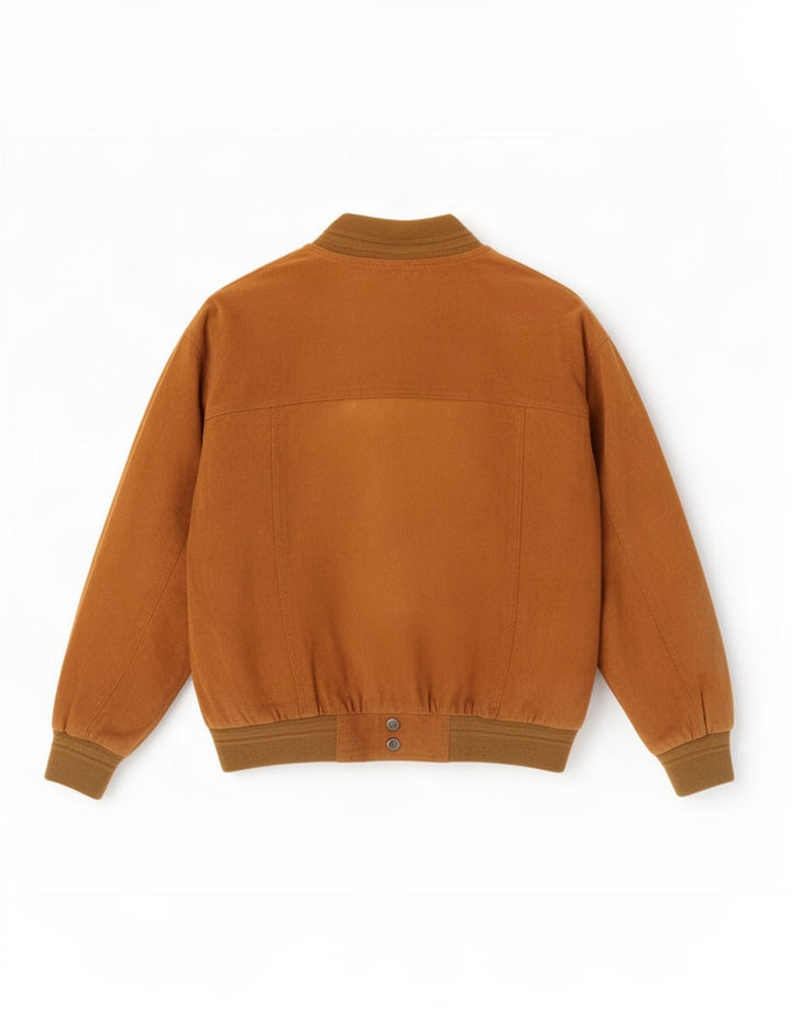 Jaqueta bomber masculina vintage de camurça IT 48 couro marrom médio