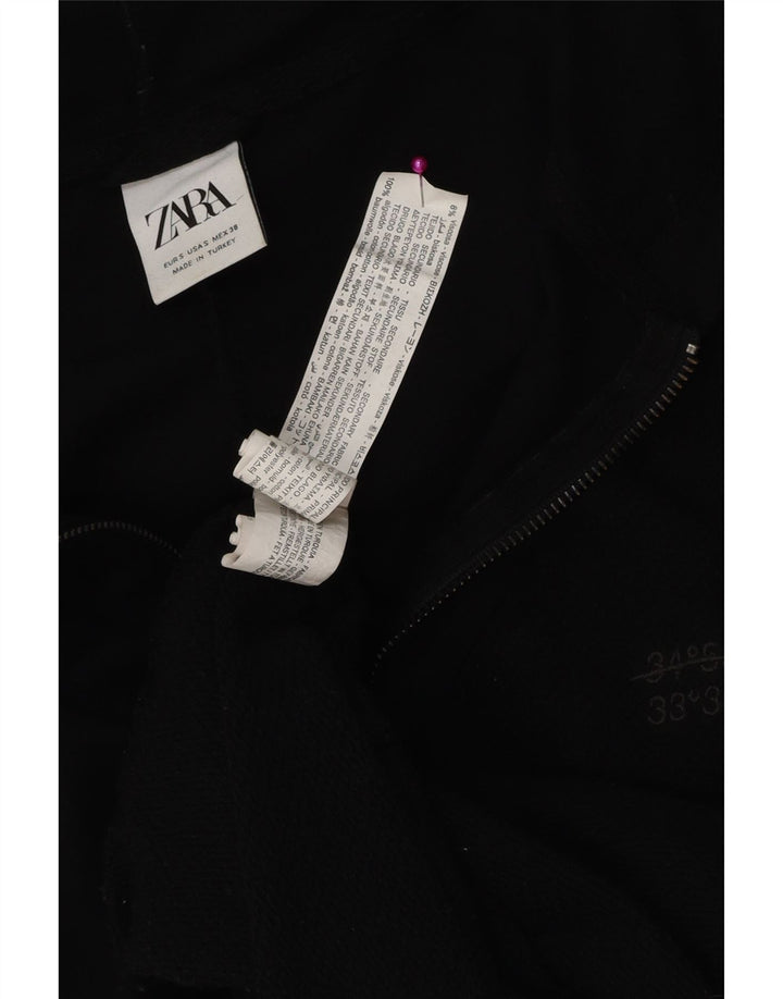Zara Suéter masculino com capuz e zíper pequeno algodão preto