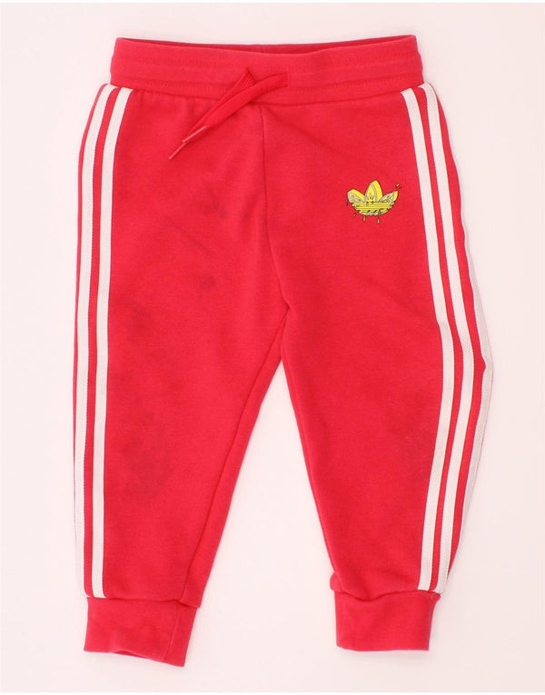 Adidas bebê meninas joggers calças de treino 18-24 meses algodão vermelho