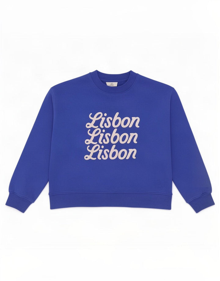 Suéter Marks & Spencer feminino com moletom gráfico Lisboa Reino Unido 14 azul médio