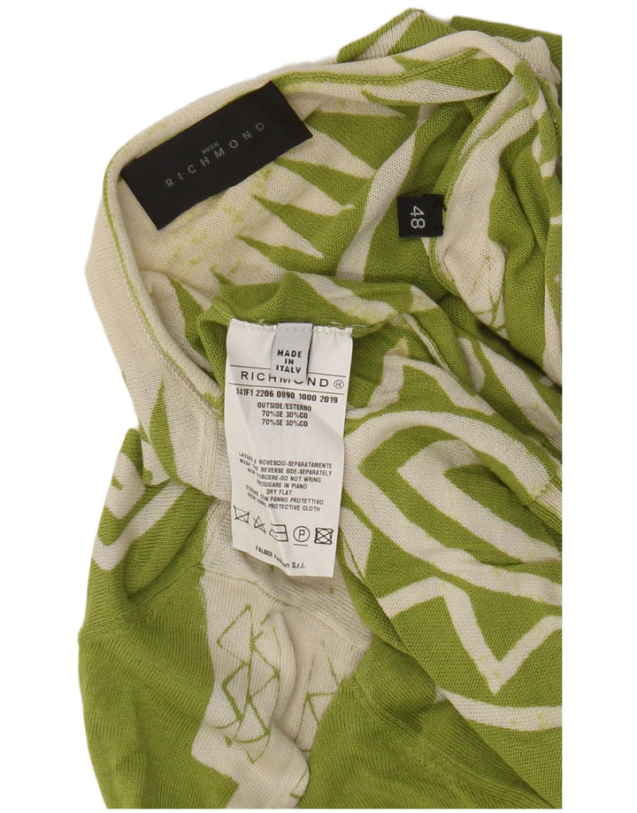 Suéter feminino Richmond com gola redonda IT 48 XL seda geométrica verde