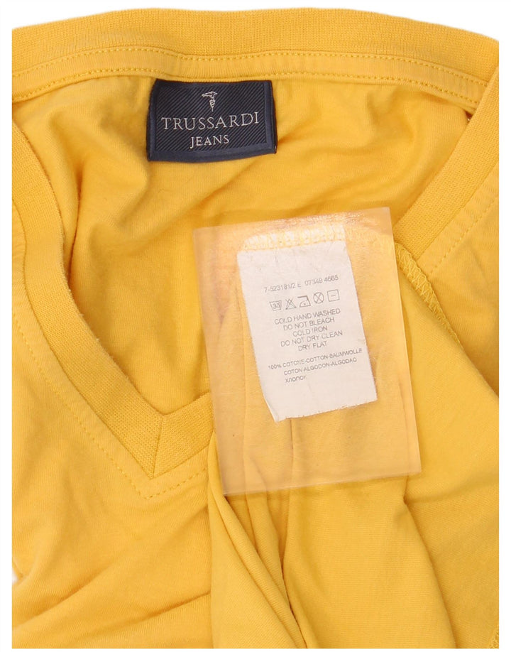 TRUSSARDI JEANS Camiseta masculina gráfica Top médio algodão amarelo