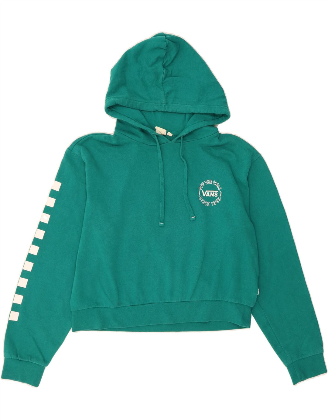 VANS Womens Graphic Hoodie Jumper UK 16 Large Turquoise Vintage Vans and Second-Hand Vans from Messina Hembry 