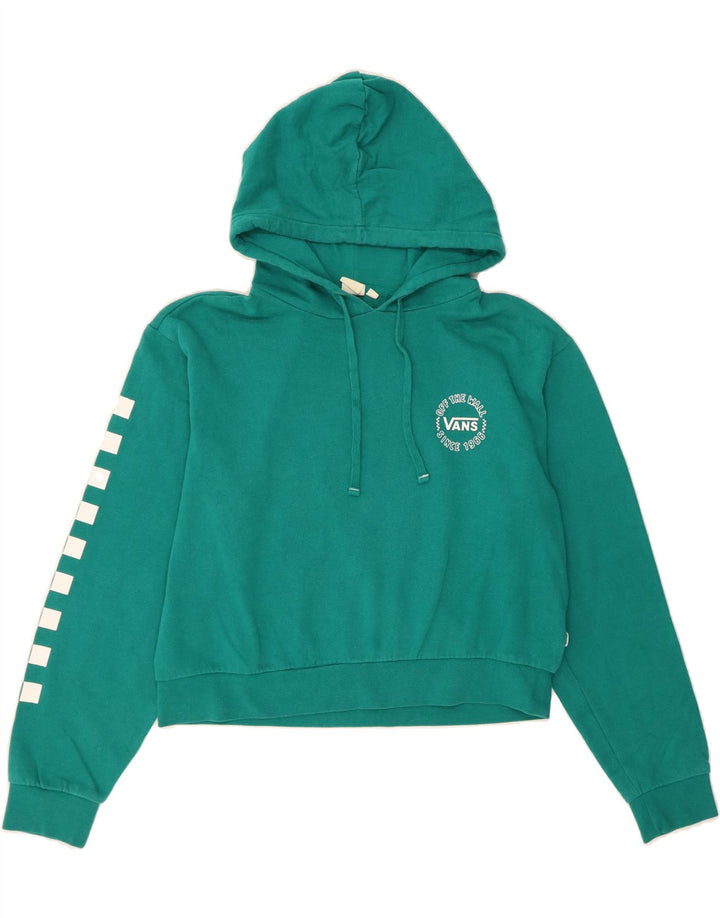 VANS Womens Graphic Hoodie Jumper UK 16 Large Turquoise Vintage Vans and Second-Hand Vans from Messina Hembry 