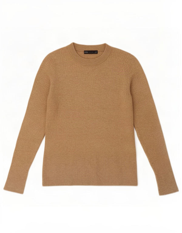 Suéter feminino Marks & Spencer com gola redonda Reino Unido 12 viscose bege médio