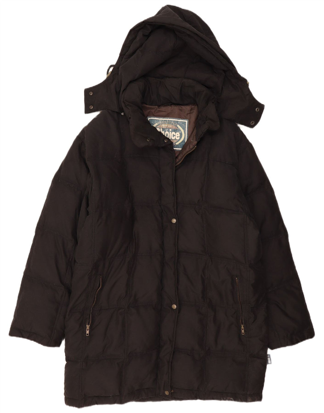 Casaco acolchoado com capuz feminino VINTAGE EU 50 2XL poliamida preta