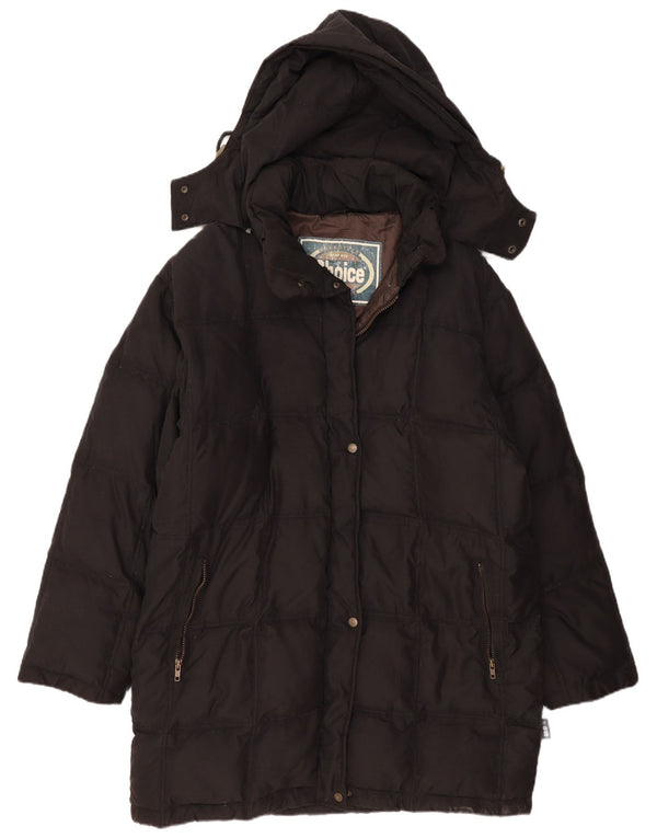 Casaco acolchoado com capuz feminino VINTAGE EU 50 2XL poliamida preta