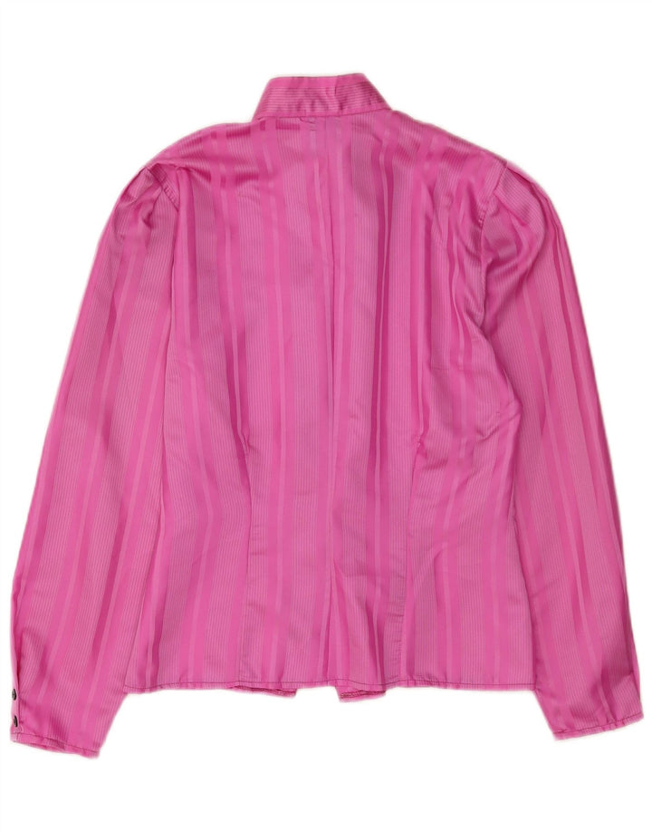 Camisa feminina Canda UK 12 poliéster listrado rosa médio