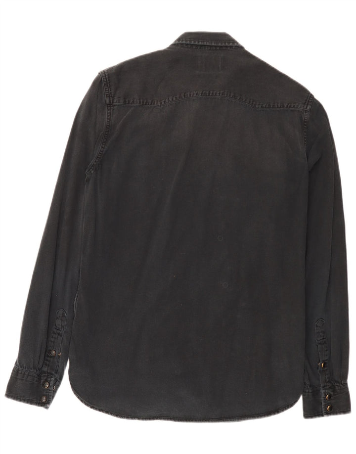 Camisa jeans masculina Zara Slim Fit média preta