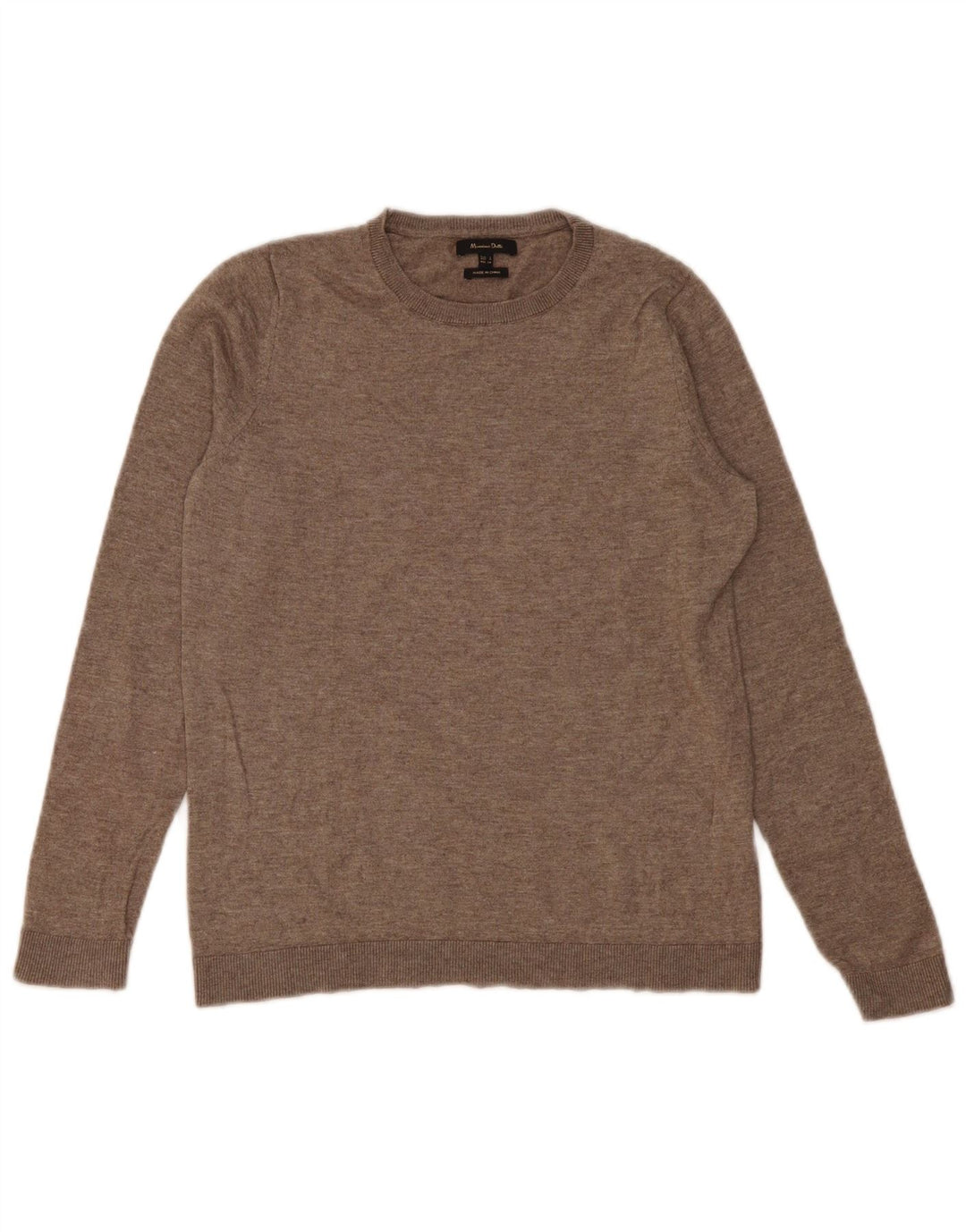 Suéter feminino Massimo Dutti com gola redonda Reino Unido 10 lã bege pequena