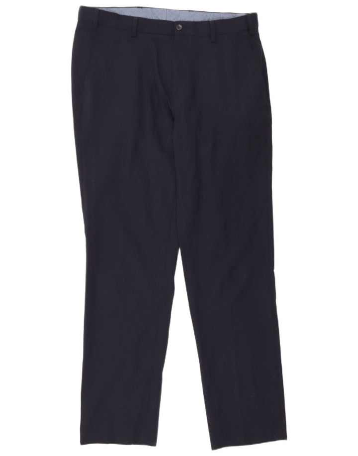 Calça Chino Regular Masculina Marks & Spencer W36 L33 Azul Marinho Poliéster