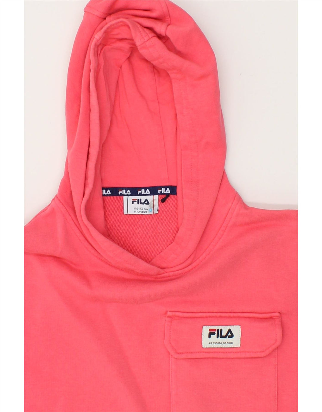 FILA Girls Hoodie Jumper 11-12 Years Pink Cotton Vintage Fila and Second-Hand Fila from Messina Hembry 