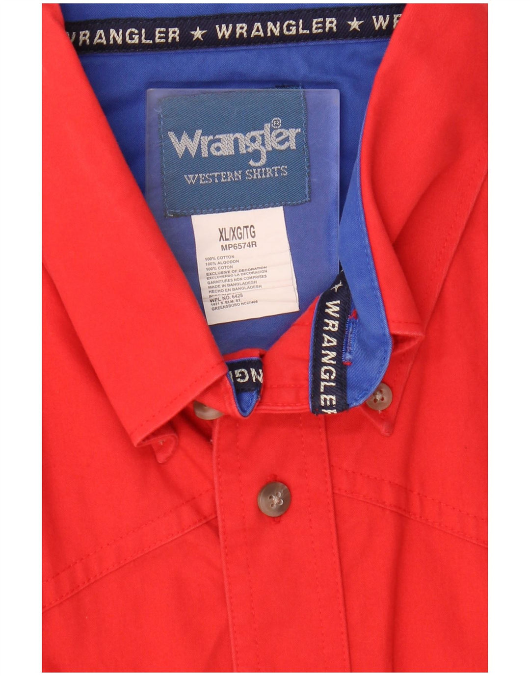 Camisa Wrangler masculina de manga curta XL algodão vermelho