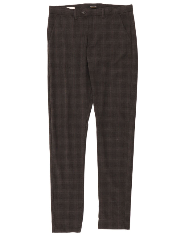 Calça masculina Jack & Jones Marco Slim Chino W33 L36 cinza xadrez poliéster