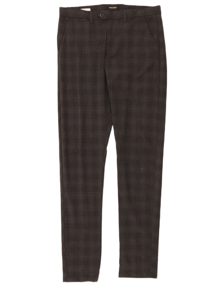 Calça masculina Jack & Jones Marco Slim Chino W33 L36 cinza xadrez poliéster