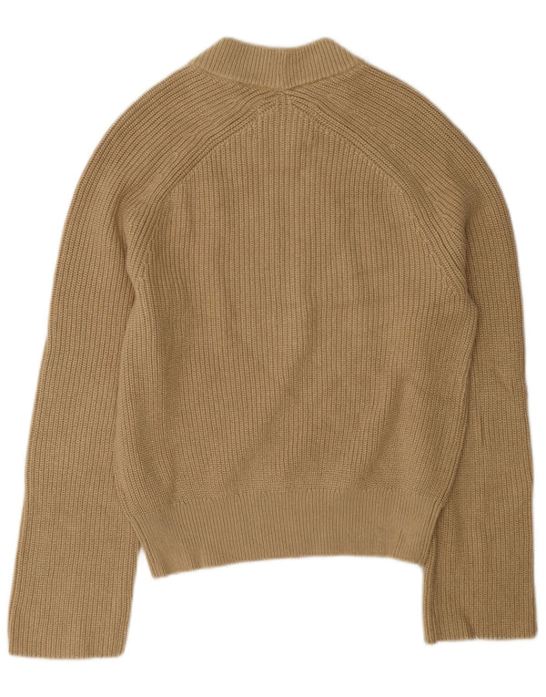 Suéter feminino Calvin Klein Jeans com gola tartaruga gráfica UK 6 XS bege