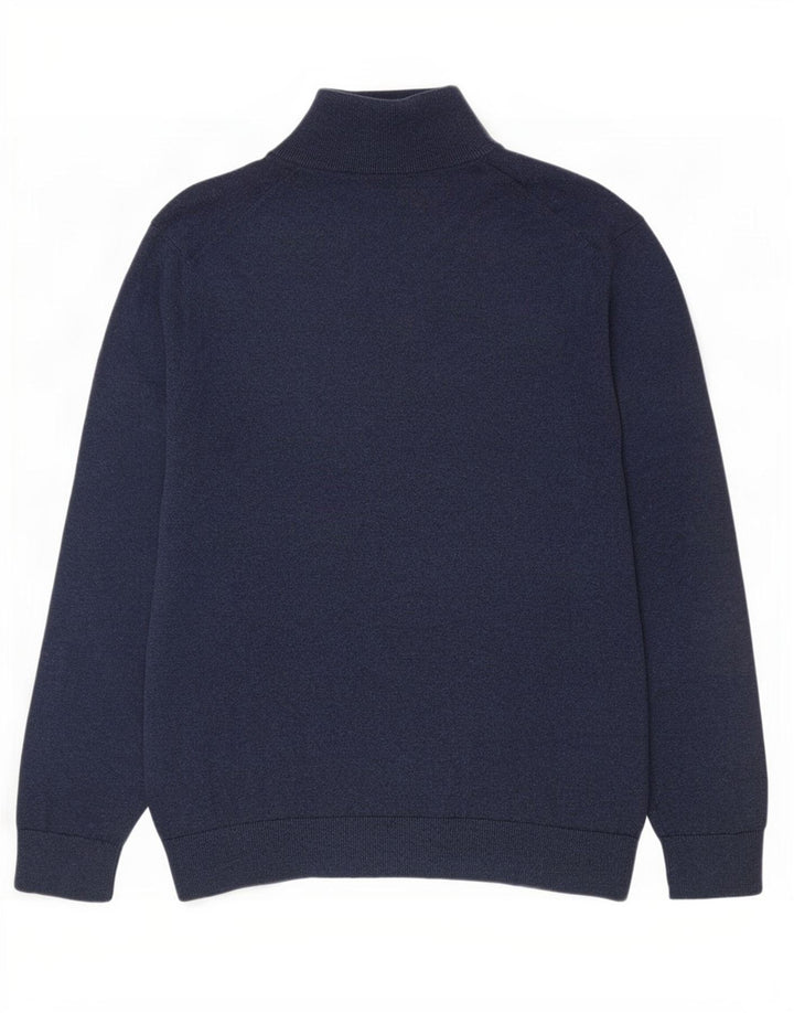 Suéter masculino Nautica com zíper e gola grande de algodão azul marinho