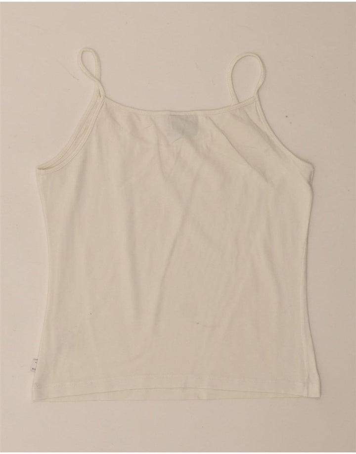 TRUSSARDI Womens Crop Graphic Cami Top UK 8 Small White
