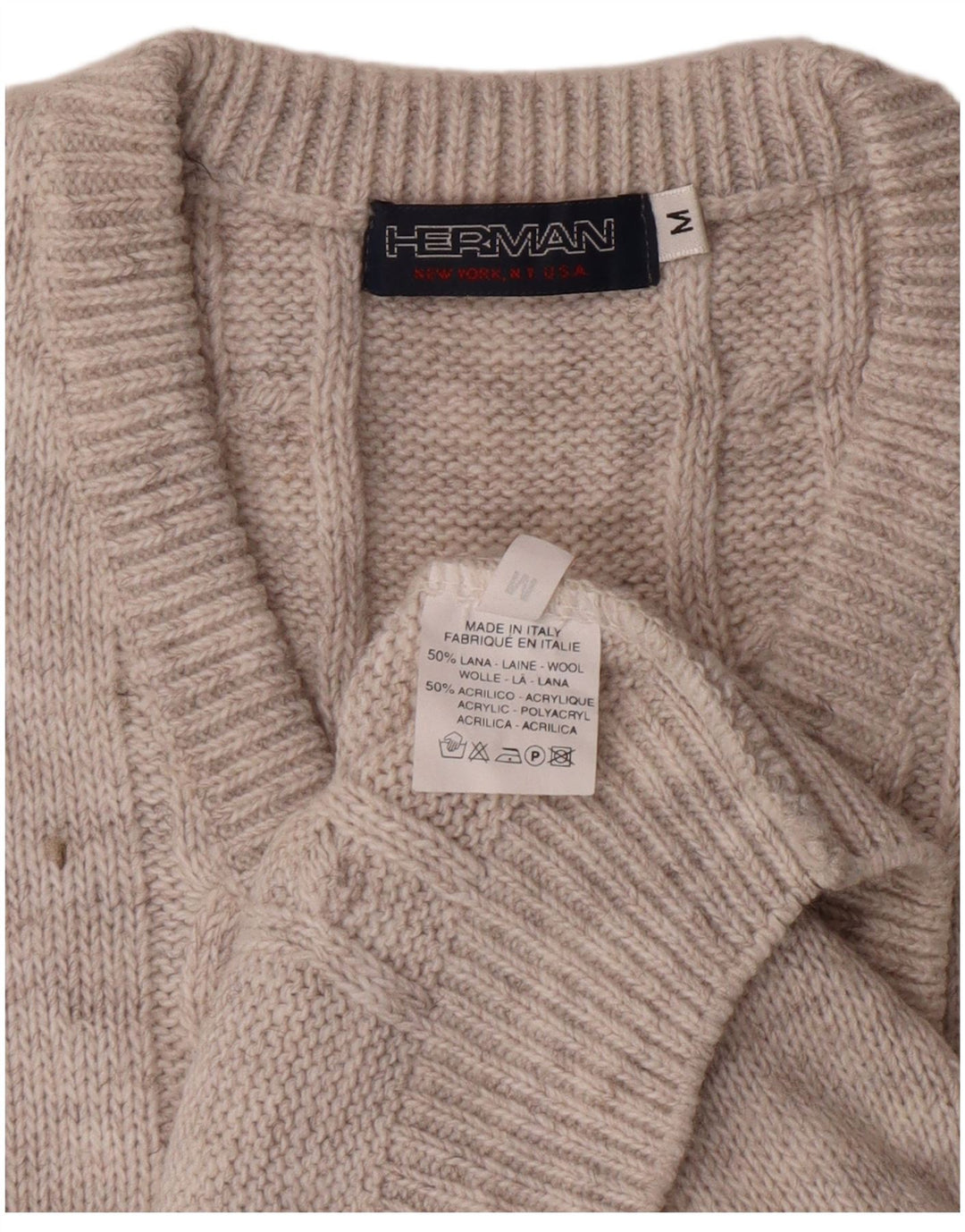 Suéter masculino Herman com decote em V de lã cinza médio