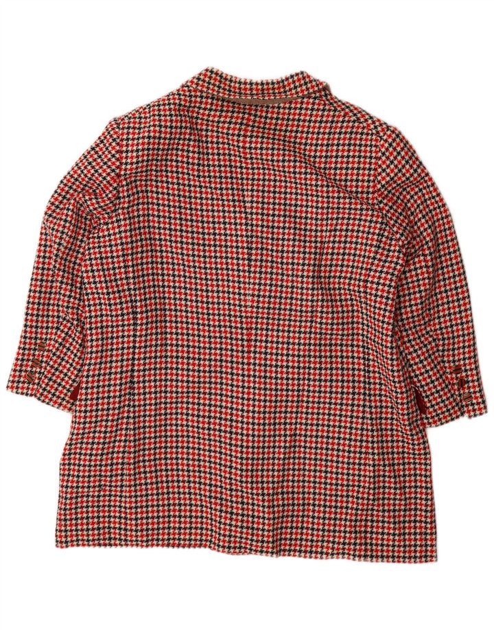 Jaqueta blazer feminina vintage manga 3/4 Reino Unido 16 grande houndstooth vermelho