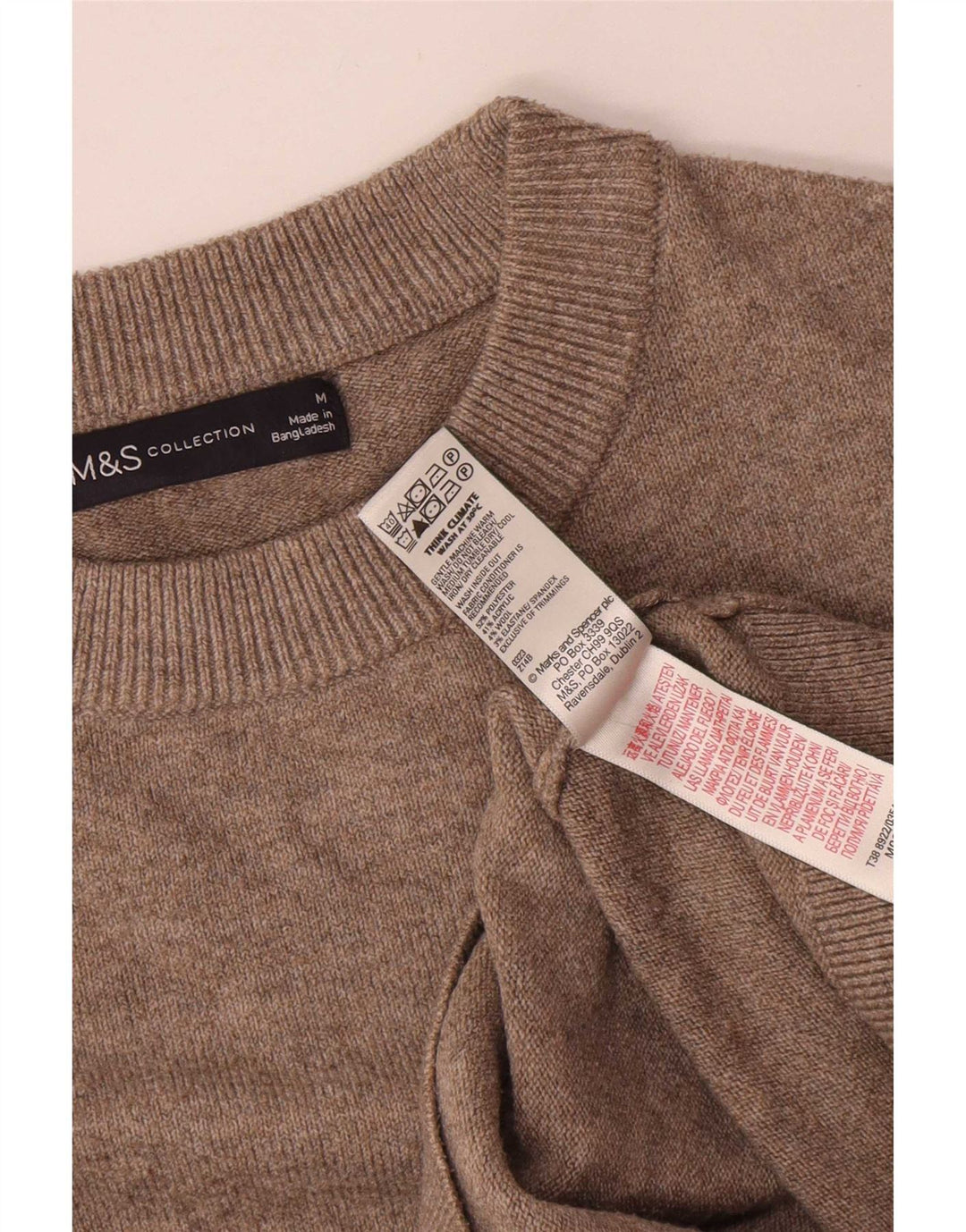 Suéter feminino Marks & Spencer com gola redonda Reino Unido 14 poliéster cinza médio