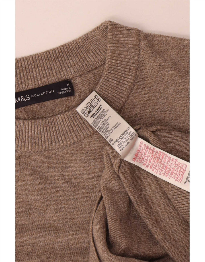 Suéter feminino Marks & Spencer com gola redonda Reino Unido 14 poliéster cinza médio
