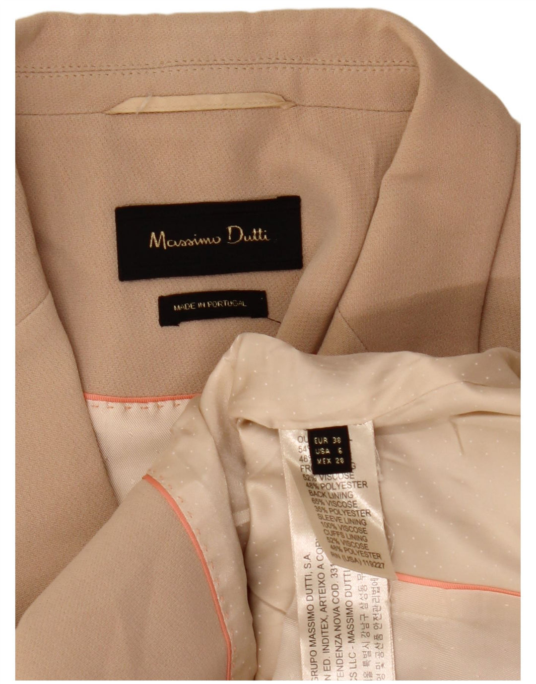 Jaqueta Blazer Feminina Massimo Dutti com 1 Botão EU 38 Pequeno Acrílico Bege