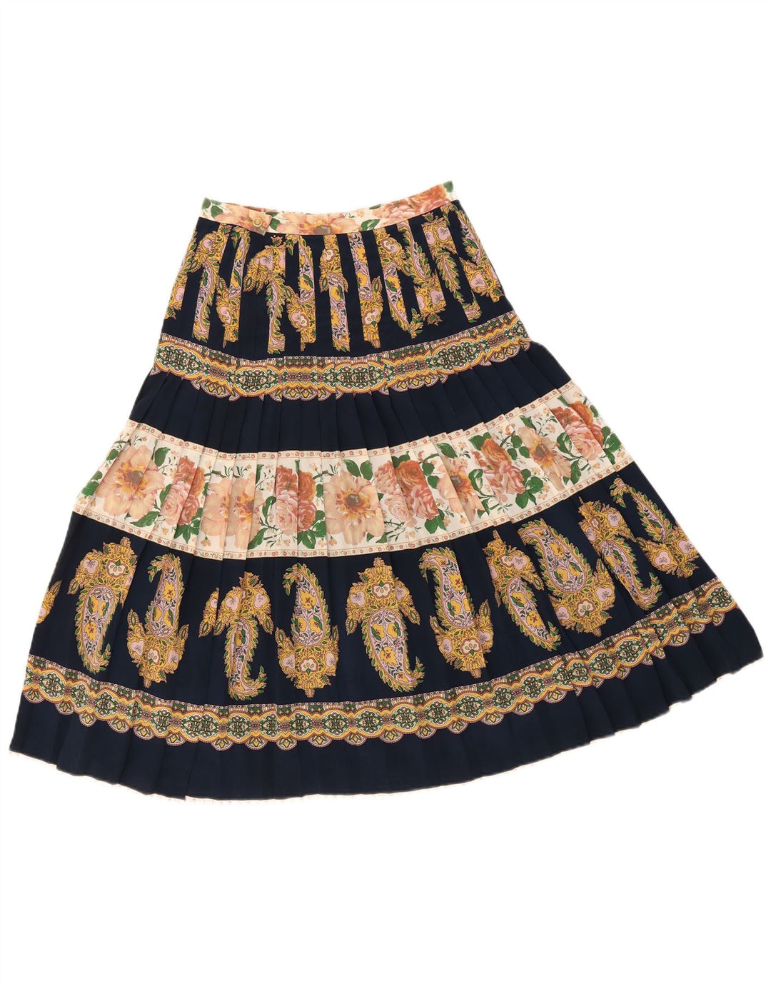 Saia feminina plissada em linha A Emmegi IT 42 médio W26 paisley multicolorido