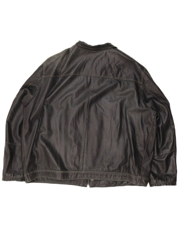 Jaqueta de couro masculina vintage UK 44 2XL preta