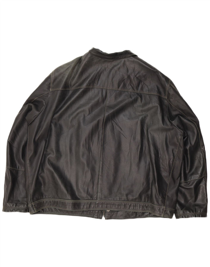 Jaqueta de couro masculina vintage UK 44 2XL preta