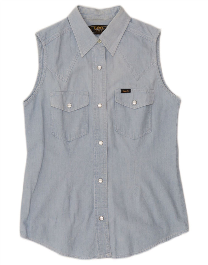Camisa feminina sem mangas Lee UK 10 pequena azul