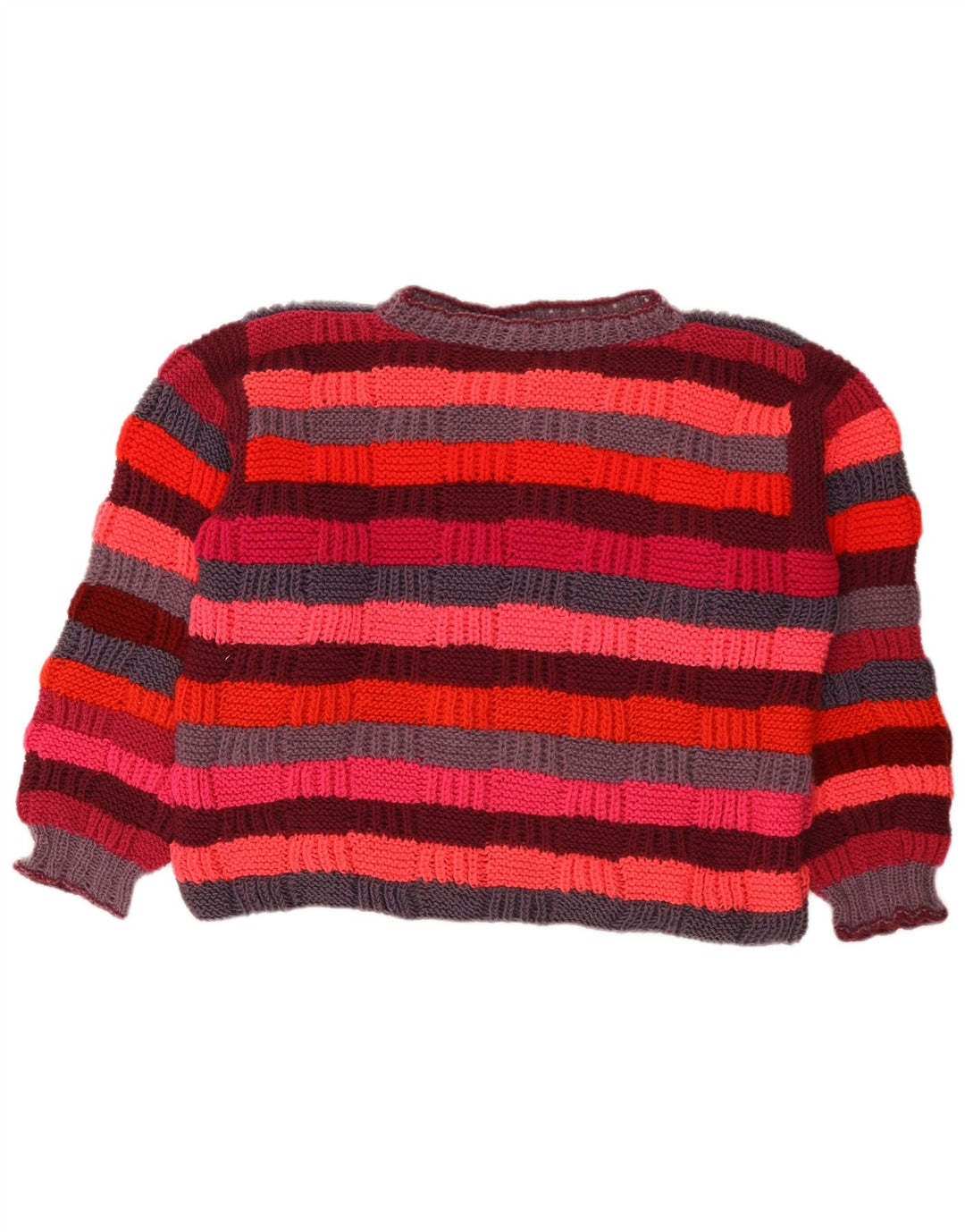 Suéter feminino vintage com gola tartaruga Reino Unido 16 listrado grande multicolorido