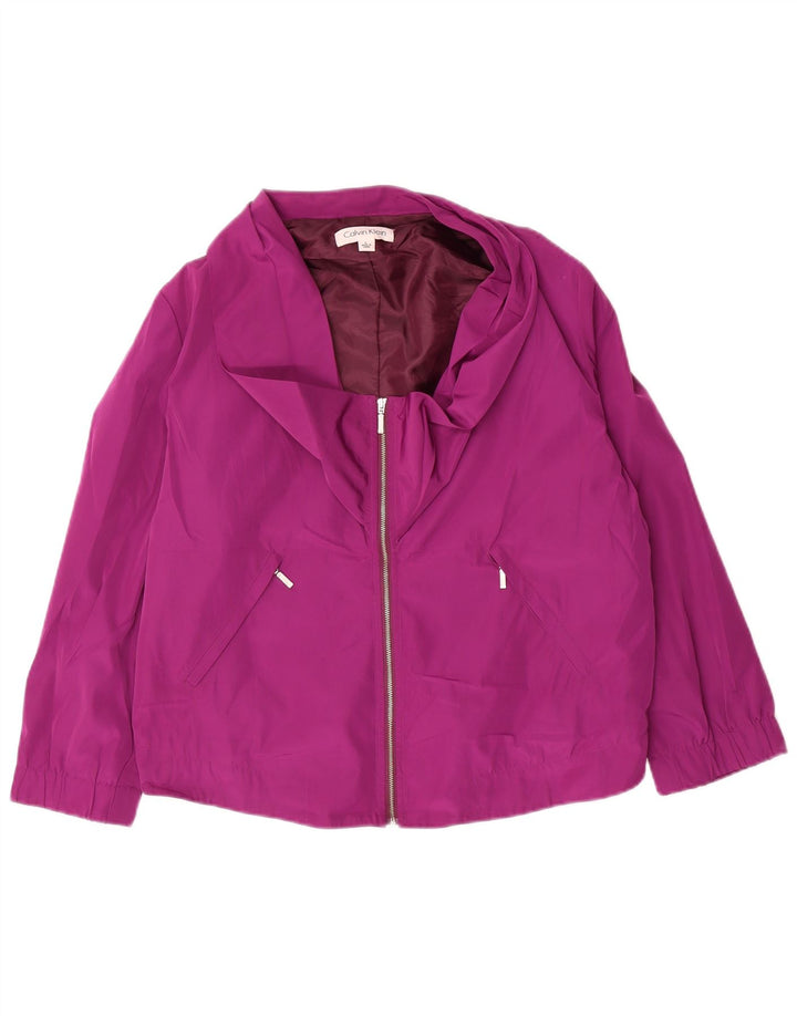 Jaqueta bomber feminina Calvin Klein manga 3/4 Reino Unido 16 grande roxo poliéster