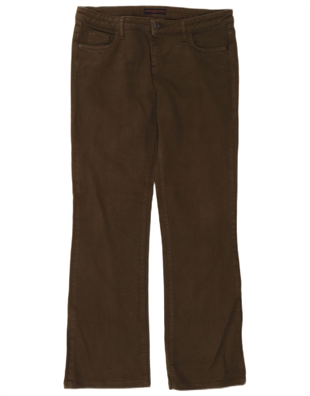 Jeans femininos Trussardi Bootcut W31 L31 algodão cáqui