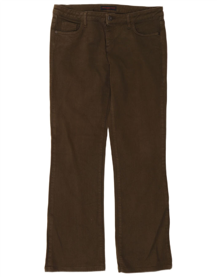 Jeans femininos Trussardi Bootcut W31 L31 algodão cáqui