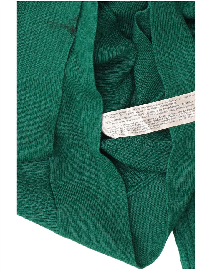 Zara Top curto feminino manga comprida Reino Unido 12 viscose verde médio