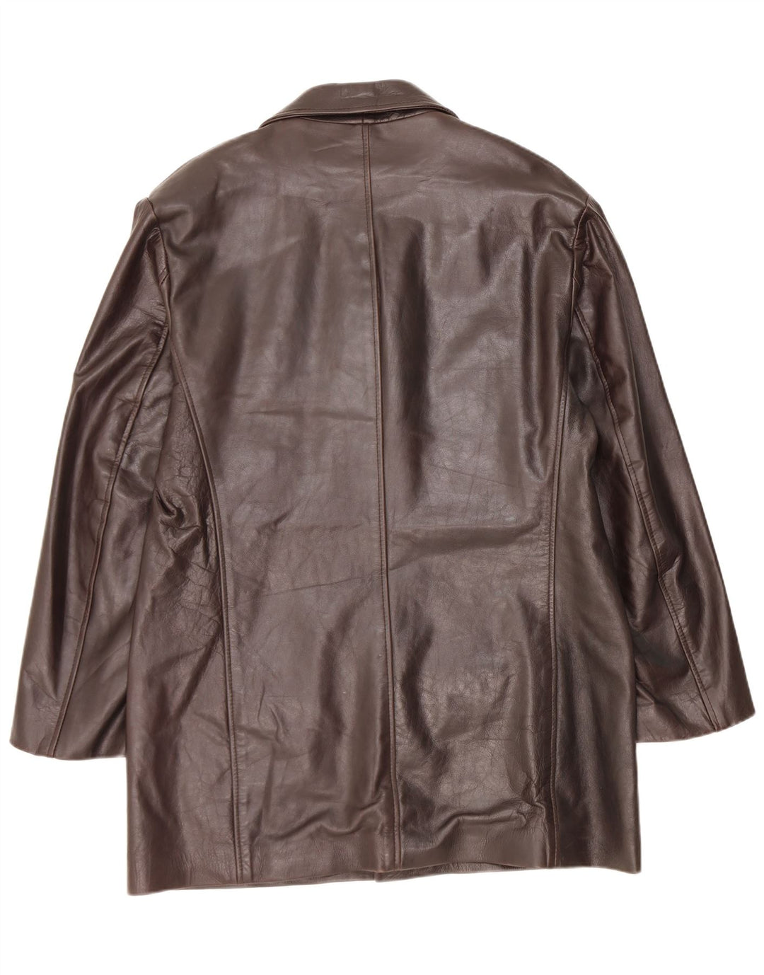 Casaco de couro feminino vintage UK 18 XL marrom
