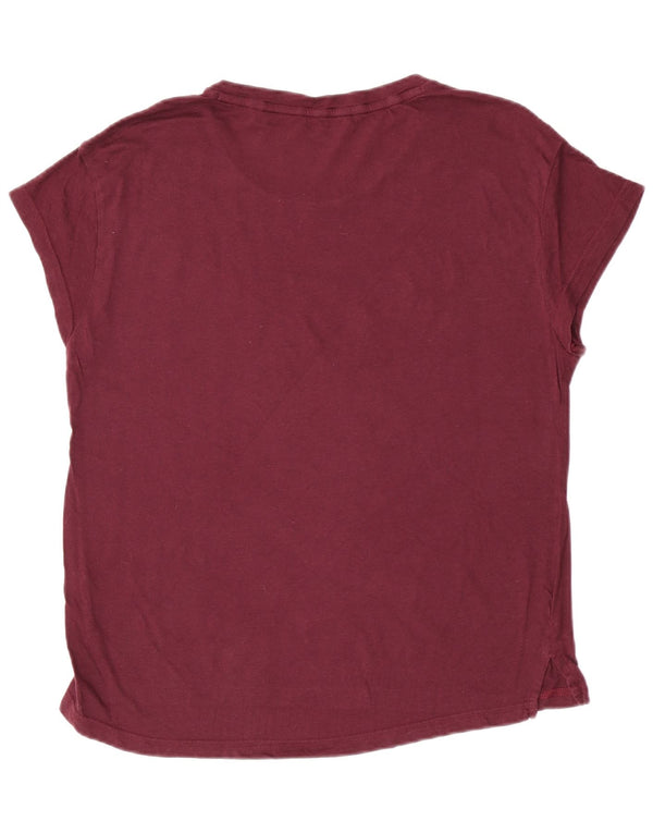 Camiseta feminina Puma de manga curta regular com estampa gráfica UK 12 Médio Borgonha