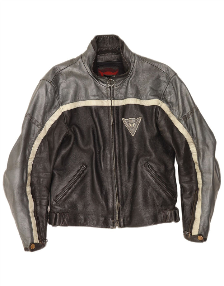 Jaqueta masculina de couro Dainese Racer EU 46 2XS preto colorblock